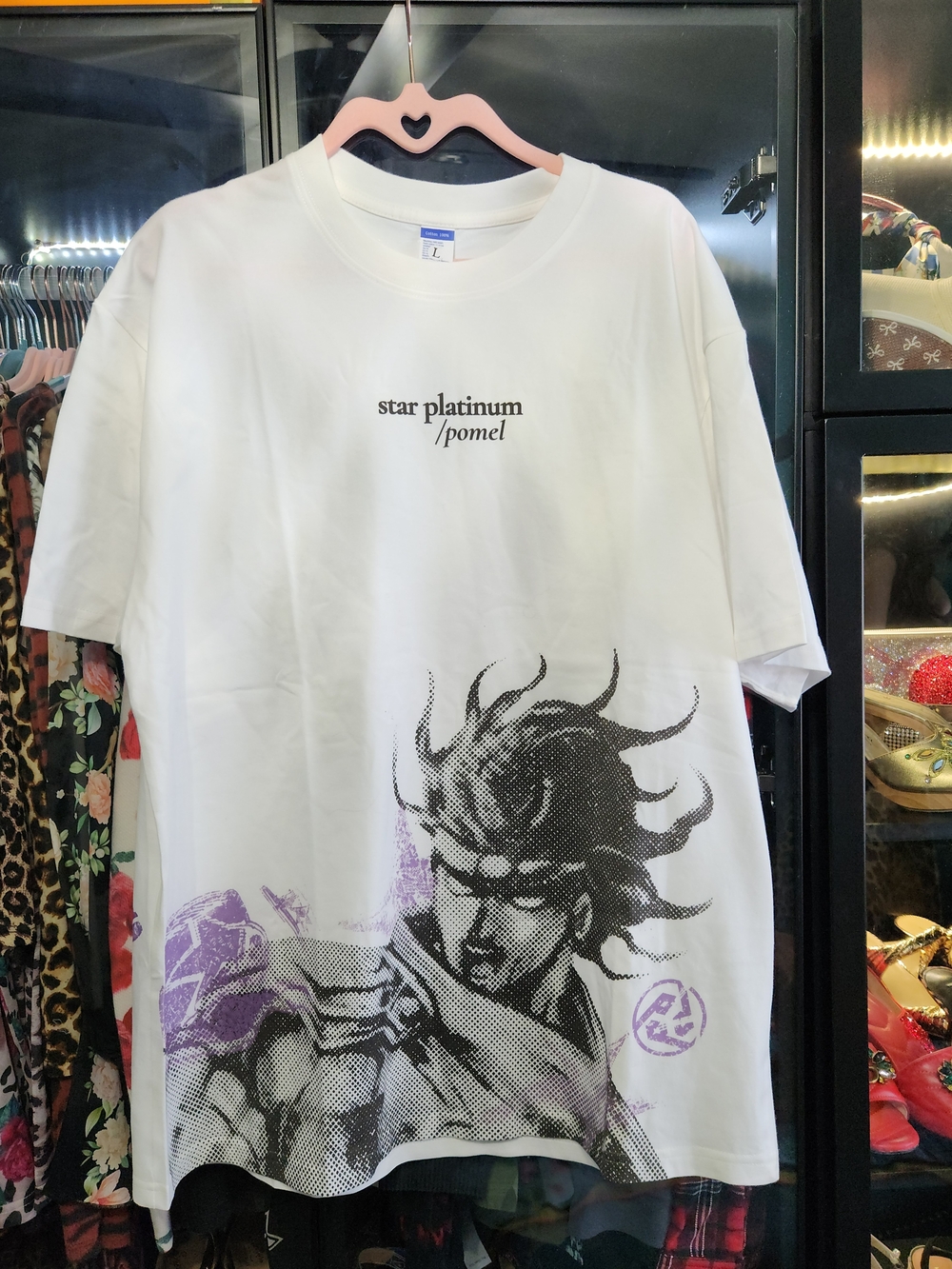 Star Platinum / Pomel White Graphic T-Shirt Large